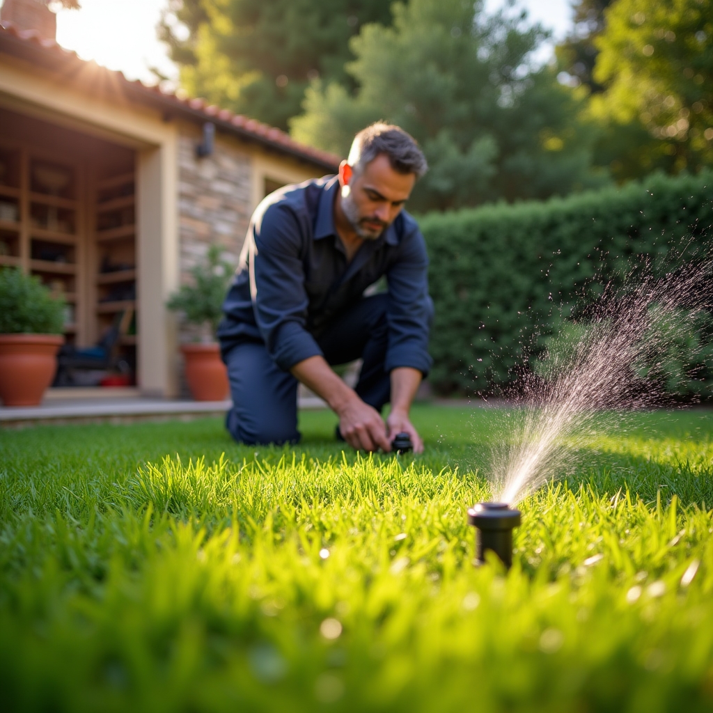 Installazione sistema di irrigazione in un giardino privato